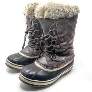 Sorel Winter Boots Kids Size 3 Brown Cozy Rustic Cabin Outdoor